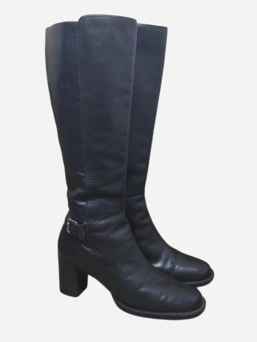 Jennifer MooreWomens  Black Leather Knee-High Block Heel Boots Size 9.5M